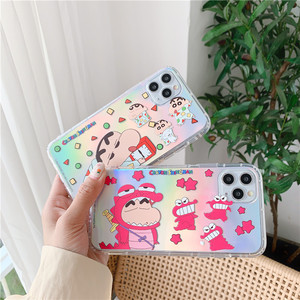 正版蜡笔小新苹果6splus手机壳卡通可爱iPhone7软硅胶镭射se2透明男女款11pro情侣xsmax保护套防摔xr全包8p薄