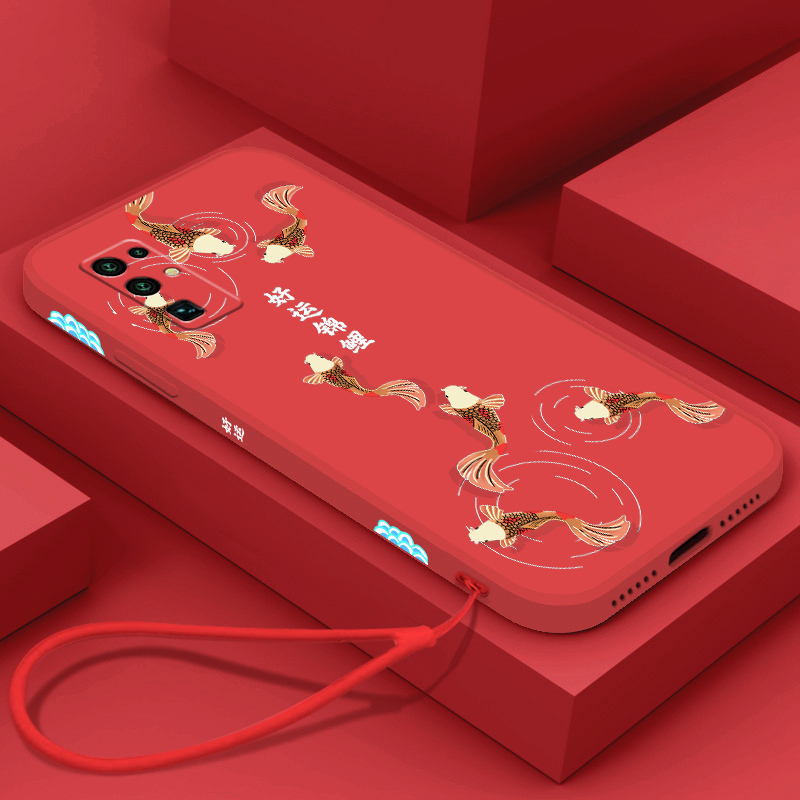 送挂绳中国红好运锦鲤华为荣耀30手机壳新年款虎年国风潮荣耀30s液态