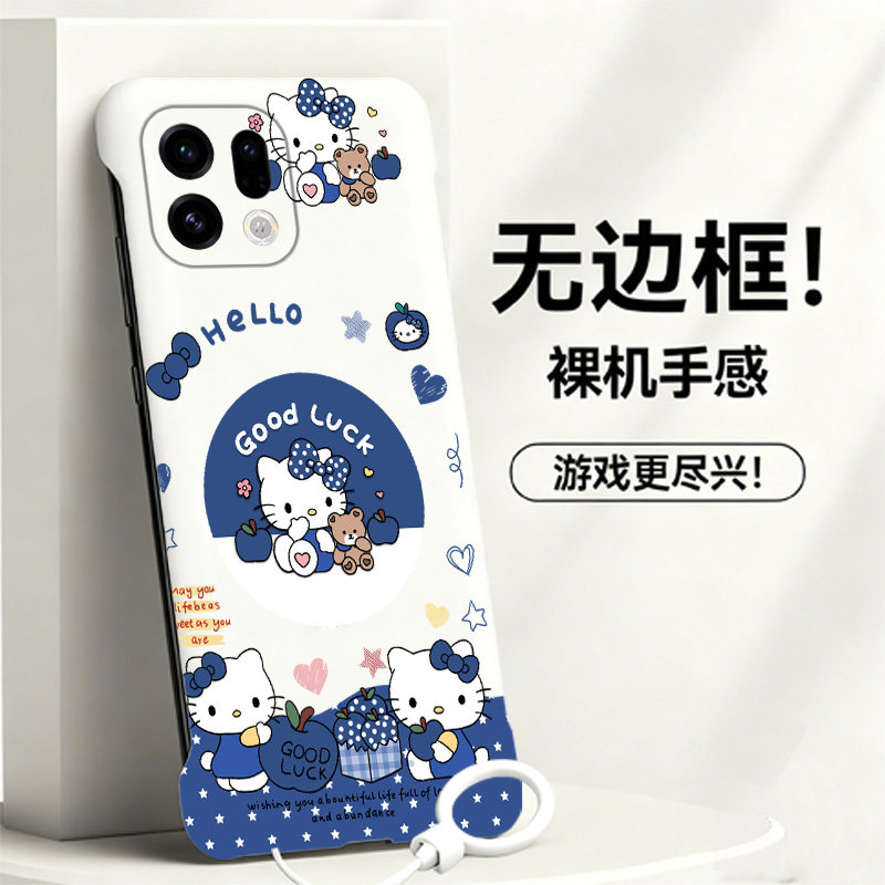 送挂环可爱KT猫适用oppofindx9手机壳x8s无边框x7ultra散热x6新款x5半包a3pro薄a2pro硬A2女x3保护x8s+套5g