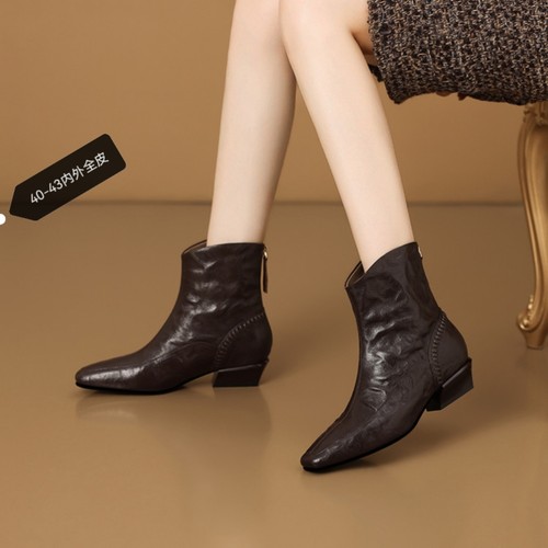 大码女靴40-43内外全皮短靴