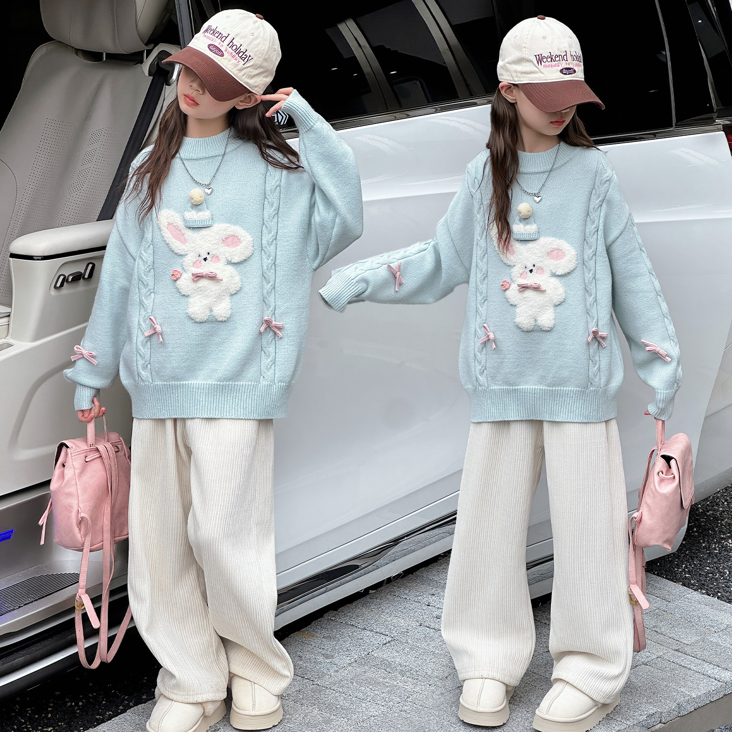女童秋冬卡通毛衣2025新款儿童可爱针织衫中大童毛巾绣厚毛衫裤子,童装/婴儿装/亲子装,毛衣/针织衫,淘宝优惠券,粉丝福利购,淘宝优惠卷