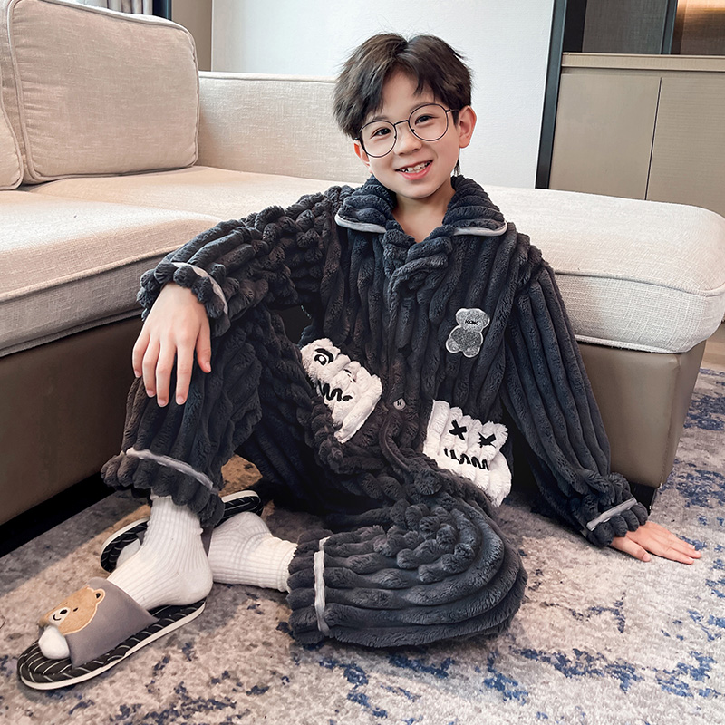 男童冬款睡衣珊瑚绒法兰绒家居服