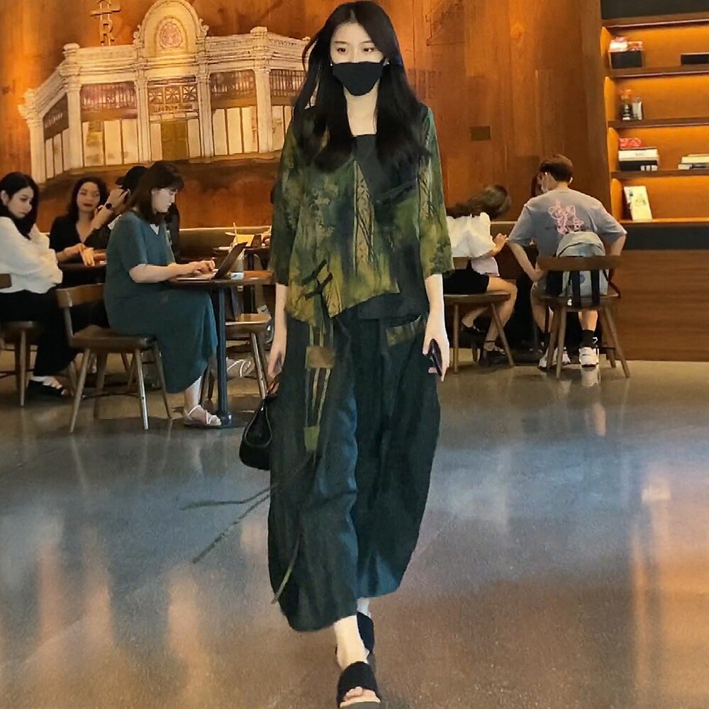 香云纱连衣裙大码宽松2026流行夏季新款女气质上衣半身裙两件套装