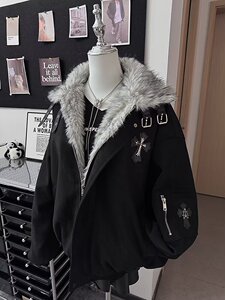 网图 美式复古座山雕毛领棉服男女冬季加厚保暖棉衣m423 p115图片