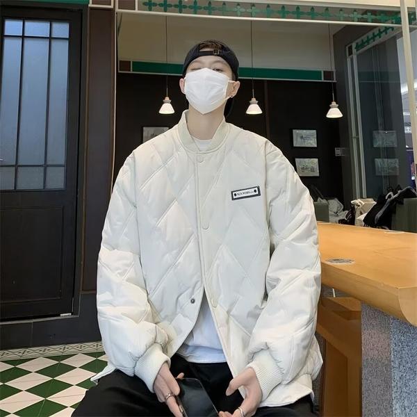 冬季棒球领棉衣外套男加厚保暖宽松棉服菱形格棉袄m6613p65,男装棉衣,星座204-3