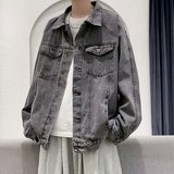 潮牌复古工装外套男秋季韩版宽松休闲帅气牛仔夹克jk8808p58，男装工装外套，星座204-3