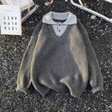 美式复古翻领针织衫男春季撞色保暖毛衣潮my85p52，男装针织衫/毛衣，星座204-3