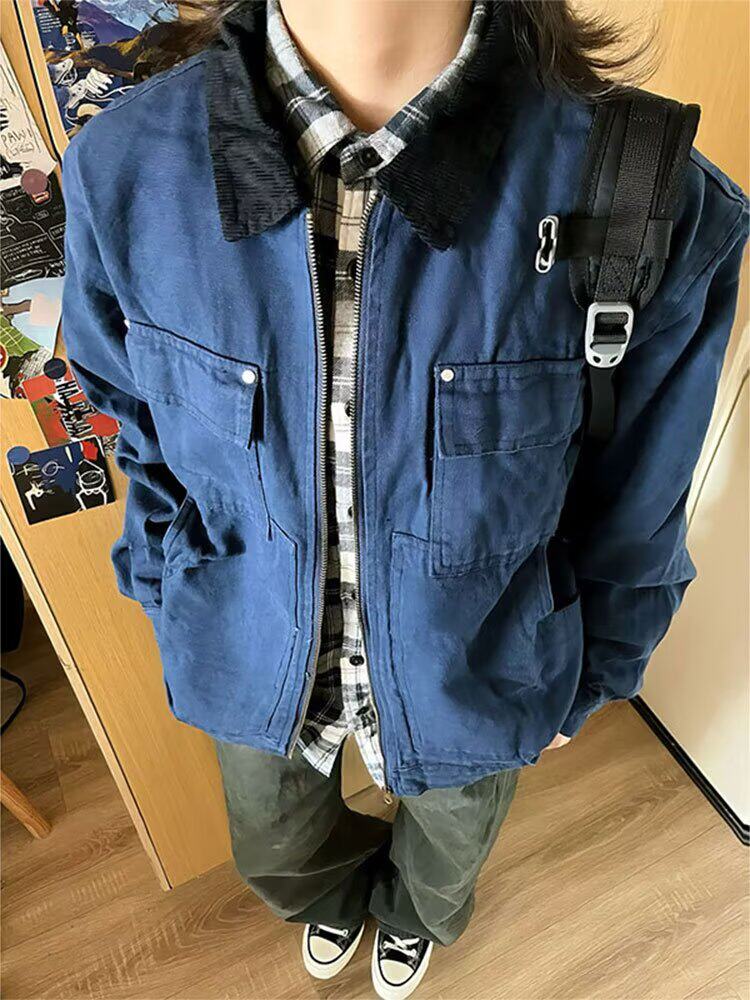 美式水洗工装夹克外套男春季复古撞色翻领飞行外套jk7707p65，男装夹克，星座204-3