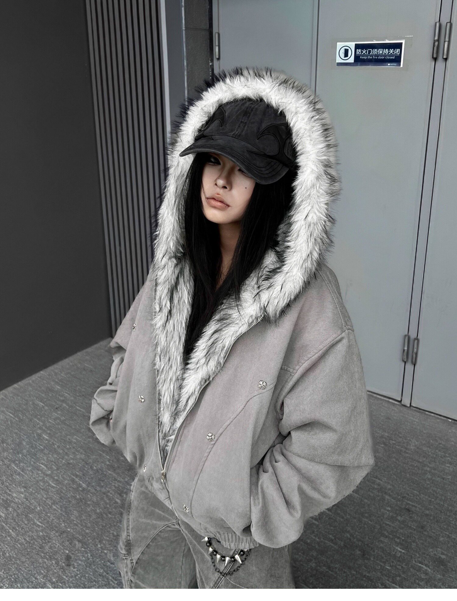 网图高品美式复古毛领棉服男冬季潮牌宽松休闲棉衣外套m6061p135,男装棉衣,星座204-3