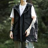 日系机能工装马甲男夏季多口袋背心户外复古连帽坎肩mj6706p50，男装背心/马甲，星座204-3