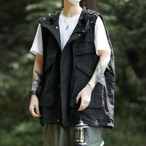 日系机能工装马甲男夏季多口袋背心户外复古连帽坎肩mj6706 p50，男装背心/马甲，星座204-3