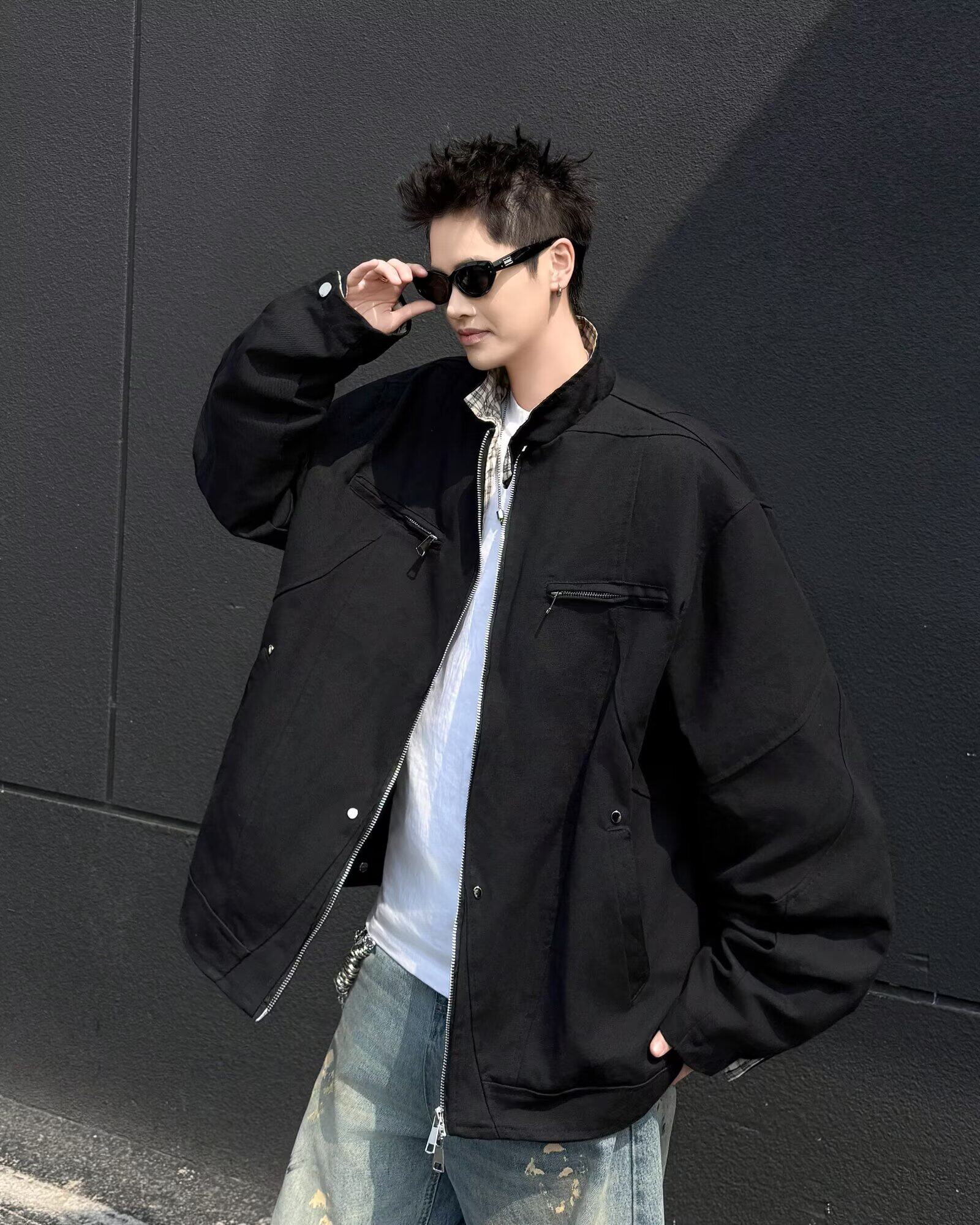 美式复古立领水洗夹克男冬季潮牌宽松休闲外套男jk9357p75,男装夹克,星座204-3