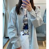 网图美式复古条纹长袖衬衫男春季潮牌宽松休闲衬衣外套cs29p35，男装衬衫，星座204-3