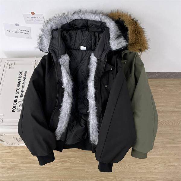 美式座山雕毛领连帽棉衣男冬季加厚保暖宽松棉服外套m220p95，男装棉衣，星座204-3