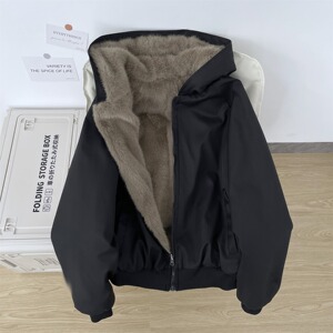 双面穿派克服冬装棉服女皮草夹克座山雕慵懒感加厚外套m317 p110图片
