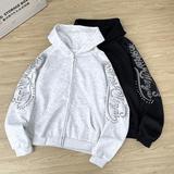 美式复古钉珠刺绣连帽卫衣男春季潮牌宽松休闲外套w10p45，女装短外套，星座204-3