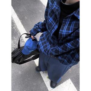 网图美式复古格子长袖衬衫男春季潮牌宽松休闲衬衣外套cs380 p35，男装衬衫，星座204-3