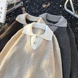 美式复古翻领针织衫男春季撞色保暖毛衣潮my85p52，男装针织衫/毛衣，星座204-3