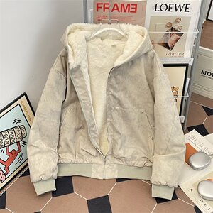 高品水洗棉兔毛绒内里棉衣简约气质保暖文艺慵懒百搭棉服m95 p110图片
