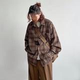 美式复古格子衬衫男春季潮牌宽松休闲衬衣外套cs3009p35，男装衬衫，星座204-3