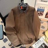 百搭时尚日系简约原宿格子领假两件慵懒文艺夹克jk1314p65，男装夹克，星座204-3