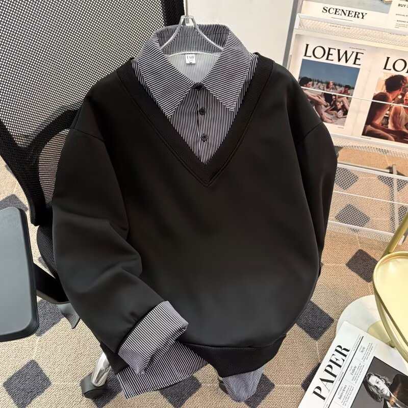 气质时约流行假两件卫衣文艺慵懒日系百搭原宿卫衣w1320p45,男装卫衣,星座204-3