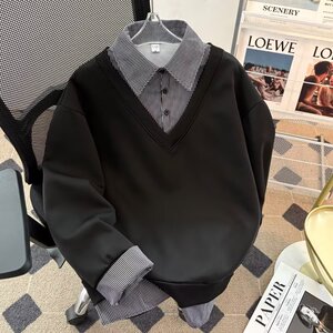 气质时约流行假两件卫衣文艺慵懒日系百搭原宿卫衣w1320 p45图片