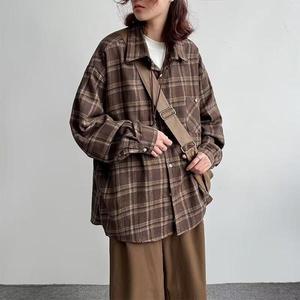 美式复古格子衬衫男春季潮牌宽松休闲衬衣外套cs3009 p35，男装衬衫，星座204-3