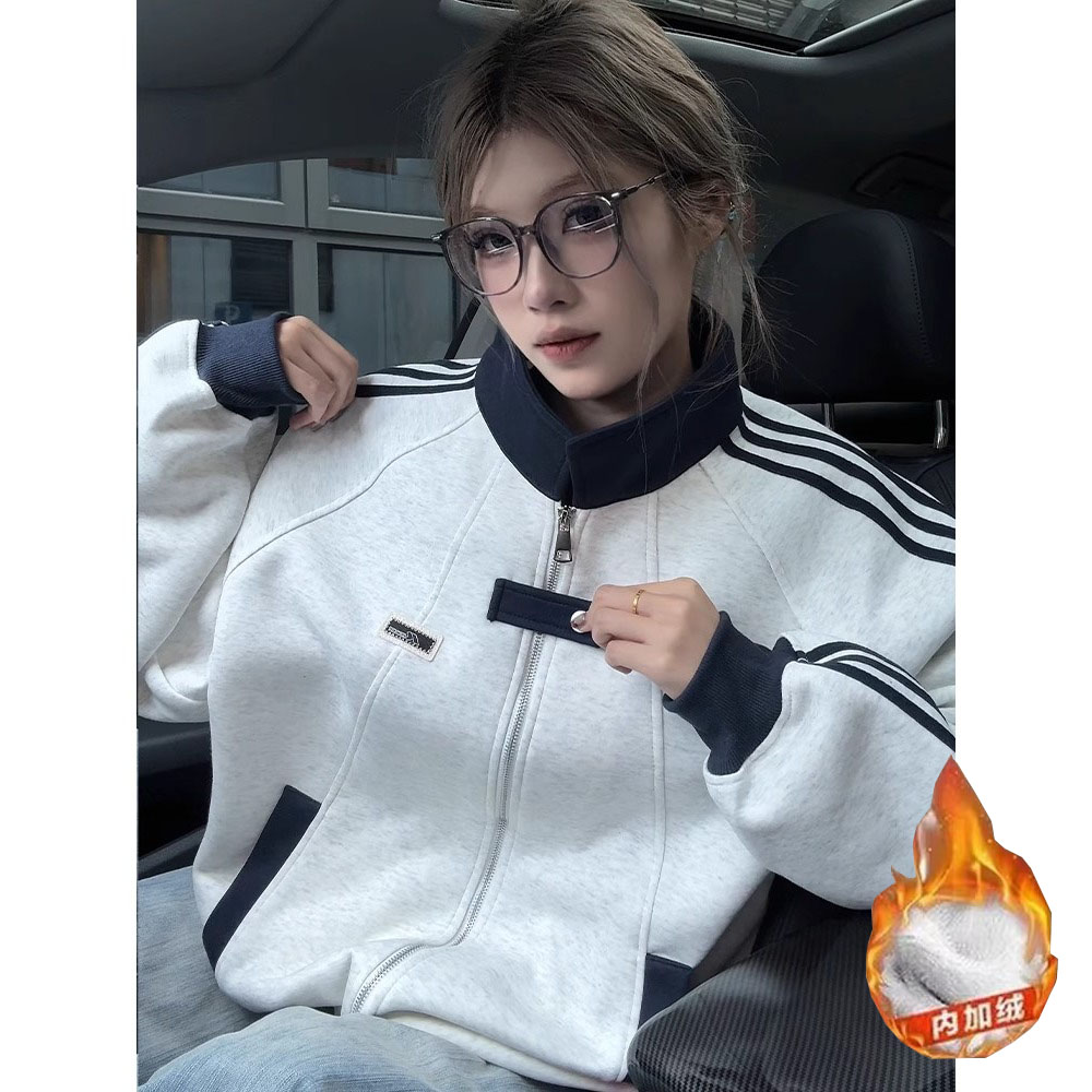 加绒卫衣男女秋冬痞帅撞色拼接棒球服学院风立领夹克hw106p55,男装夹克,星座204-3