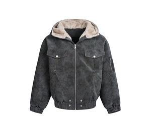 网图 冬季连帽加厚棉衣男保暖毛领棉服痞帅棉袄外套m6057 p100图片