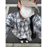 网图美式复古格子衬衫男春季潮牌宽松休闲衬衣外套cs322p37，男装衬衫，星座204-3