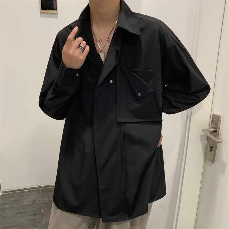 发型师高级感穿搭衬衫男设计感小众痞帅长袖衬衣外套cs611p45,男装衬衫,星座204-3