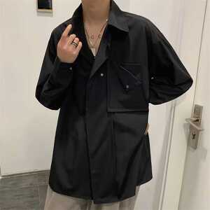 发型师高级感穿搭衬衫男设计感小众痞帅长袖衬衣外套cs611 p45图片
