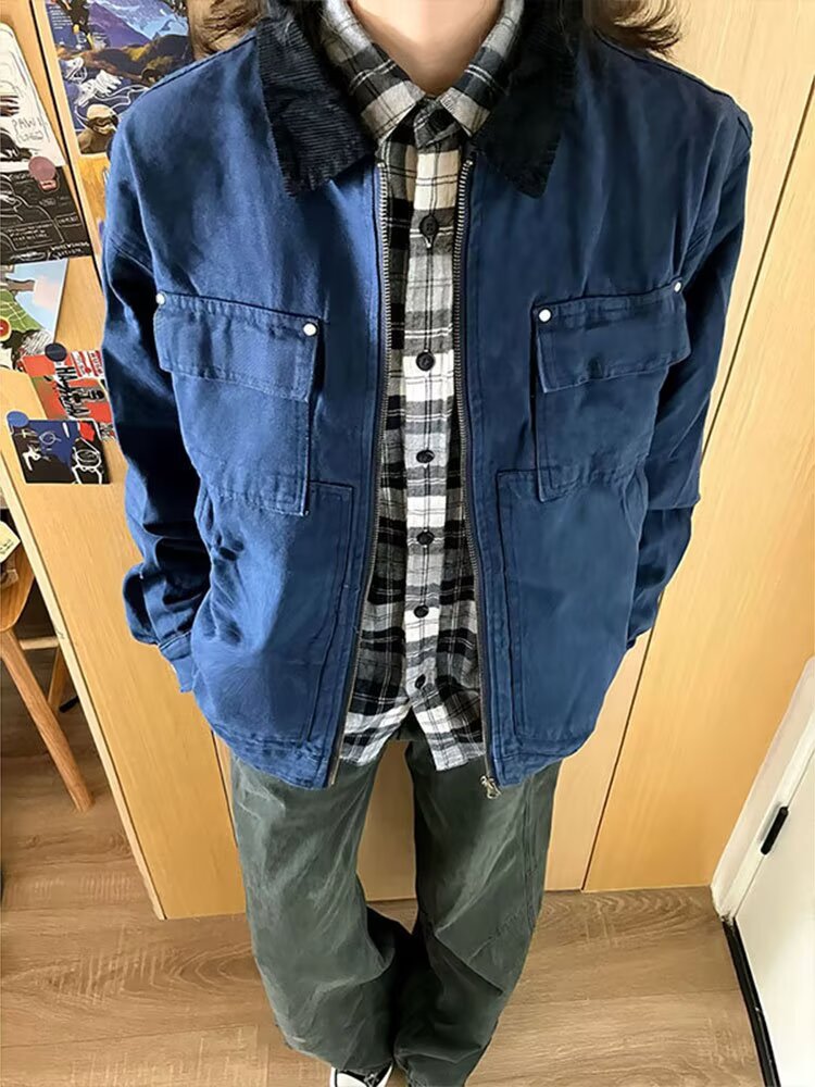 美式水洗工装夹克外套男春季复古撞色翻领飞行外套jk7707p65,男装夹克,星座204-3