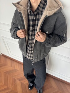网图 冬季连帽加厚棉衣男保暖毛领棉服痞帅棉袄外套m6057 p100图片