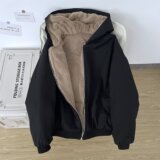 两面穿外套棉衣男女冬季慵懒风棉袄休闲连帽棉服袄子m21p100，男装棉衣，星座204-3
