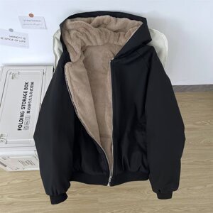两面穿外套棉衣男女冬季慵懒风棉袄休闲连帽棉服袄子m21 p100图片