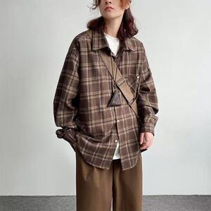 美式复古格子衬衫男春季潮牌宽松休闲衬衣外套cs3009p35