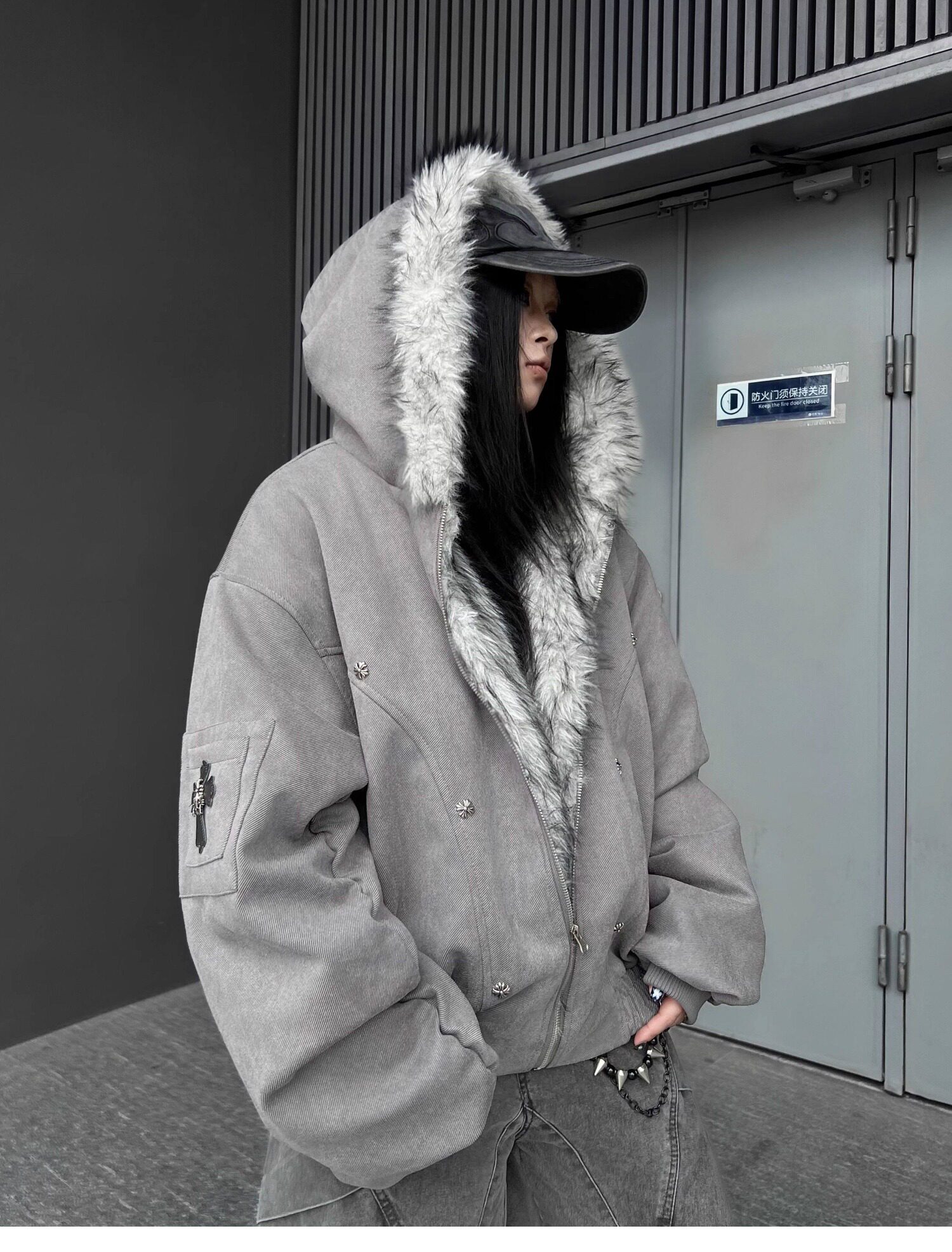 网图高品美式复古毛领棉服男冬季潮牌宽松休闲棉衣外套m6061p135,男装棉衣,星座204-3