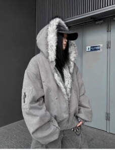 网图高品美式复古毛领棉服男冬季潮牌宽松休闲棉衣外套m6061 p135图片