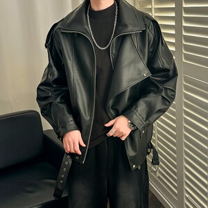 网图 pu皮衣外套男春季休闲宽松百搭机车服ins皮夹克py9152 p70图片