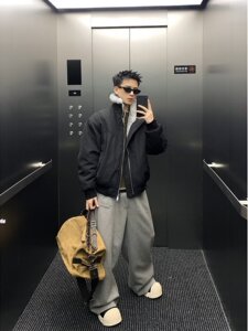 网图 冬季毛领棉衣外套男加厚保暖宽松棉服美式解构棉袄m769 p90图片