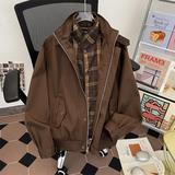 美式复古假两件翻领夹克男潮流宽松休闲百搭外套jk6109p75，男装夹克，星座204-3