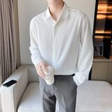 三色秋季垂感坠感休闲暗扣衬衫男宽松长袖衬衣cs007p30，男装衬衫，星座204-3