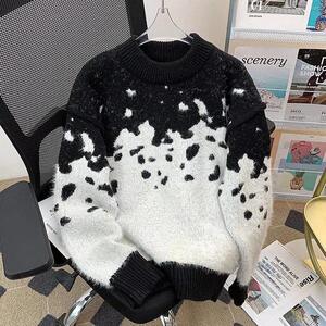 冬季渐变色圆领毛衣男加厚保暖宽松针织衫上衣my914 p55图片