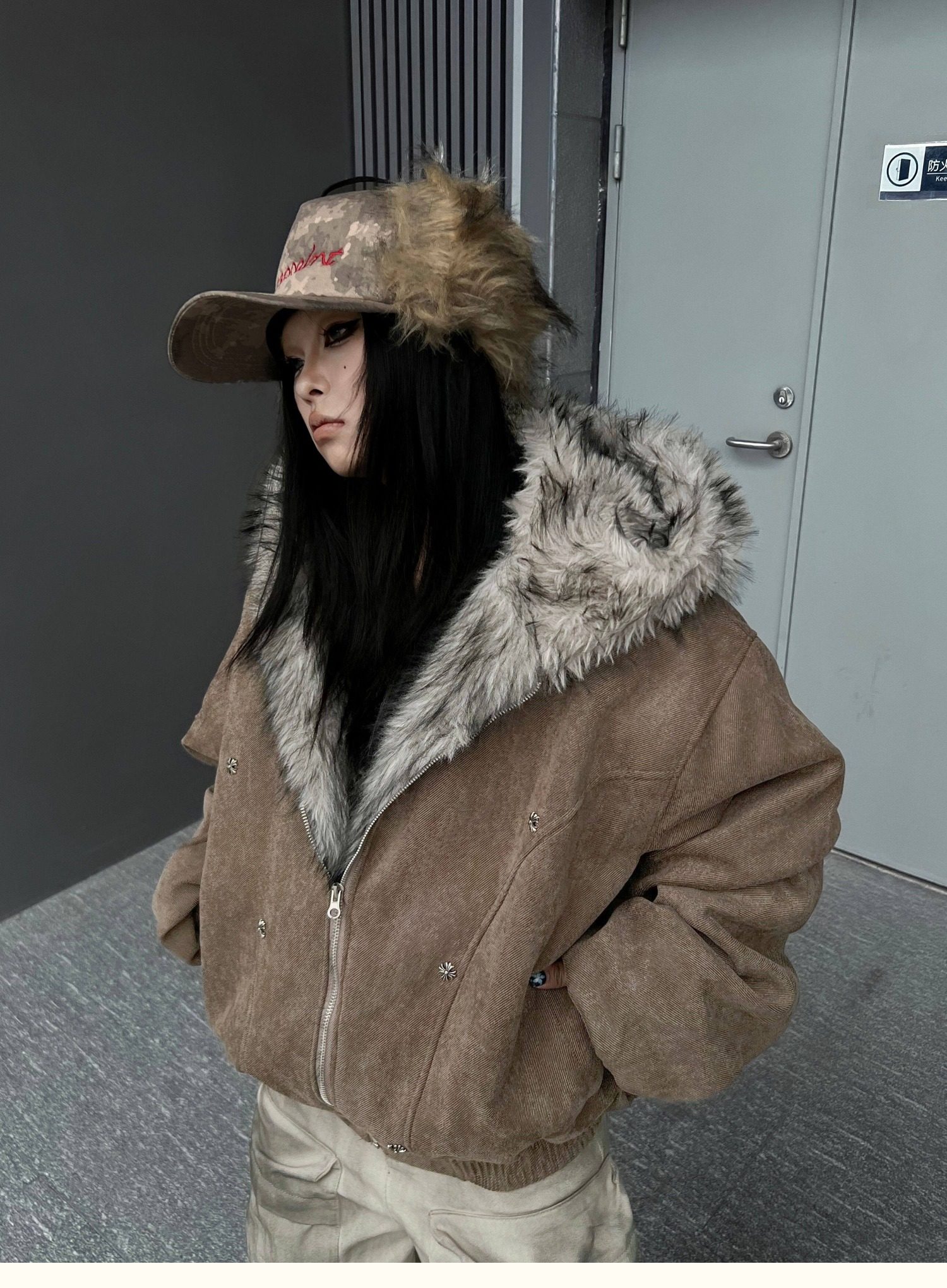 网图高品美式复古毛领棉服男冬季潮牌宽松休闲棉衣外套m6061p135，男装棉衣，星座204-3