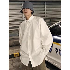 网图大码美式白色长袖衬衫男春季潮牌宽松休闲衬衣外套cs116 p38，男装衬衫，星座204-3