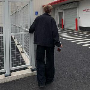 美式复古翻领徽章夹克男冬季潮牌宽松休闲外套男jk9301 p60图片