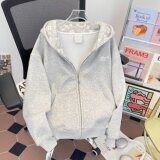 运动加绒卫衣男女休闲简约潮流宽松长袖外套hw8601p55，女装短外套，星座204-3