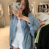 网图复古格子防晒衬衫外套女春季慵懒风宽松长袖上衣cs10p35，男装防晒衣，星座204-3